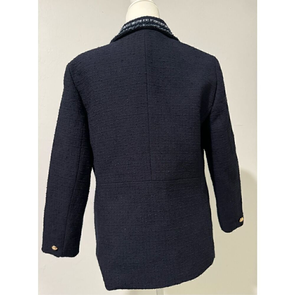 Talbots Contrast trim Tweed jacket Gold button front 10 - Picture 8 of 11